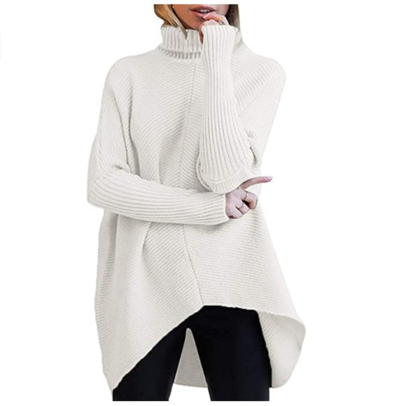 Sweaters - Womens Turtleneck Casual Pullover Knit Sweater